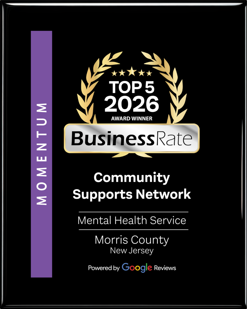 Image of the award issued to Community Supports Network, as CSN is recognized as a 2026 Top 5 Business in Morris County NJ by BusinessRate!